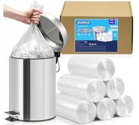 XUXRUS 5 Liter Small Trash Bin Bags White, Clear Pedal Bin Liners Bathroom Waste Bags, 420 Counts Plastic Trash Bag for Toilet Office