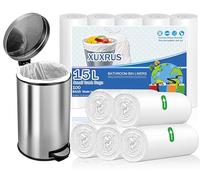 XUXRUS Bin Bags 15L Small Pedal Bin Liners 100 Counts Waste Bin Bags 4 Gallon Trash Bags for Kitchen Bathroom Office, Corn Starch Material