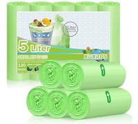 XUXRUS Rubbish Bags 5 L Green Waste Bags Small Bin Bag Bathroom Bin Bags Pack of 120 Organic Waste Bags