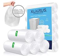 XUXRUS Small Trash Bags 4 Gallon,200 Counts Clear Plastic Garbage Bags Wastebasket Trash Can Bin Liners for Bathroom Liners Bedroom Office,Fit 15 Liter, 2.6,3,4,5 Gal, Clear