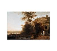 XuXueCC Aelbert Cuyp Wall Art Prints Paintings Poster An Evening Ride near A River Canvas Wall Art Picture Prints Hanging Photo Gift Idea Decor Homes Artworks Unframe 24x36inch(60x90cm)