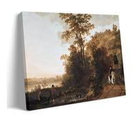 XuXueCC Aelbert Cuyp Wall Art Prints Paintings Poster An Evening Ride near A River Picture Print Wall Art Painting Canvas Artworks Gift Idea Room Aesthetic Frame 24x36inch(60x90cm)