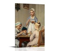XuXueCC Albert Anker Wall Art Prints Paintings Poster Children at Breakfast (1879) Decorative Painting Canvas Wall Art Living Rooms Bedroom Painting Frame 16x24inch(40x60cm)