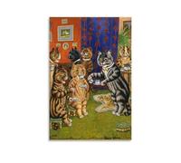 XuXueCC Cats Enjoy Afternoon Tea By Louis Wain Painter Artwork Canvas Wall Art Prints Photo Picture Paintings Room Decor Home Decorative Unframe 12x18inch(30x45cm)