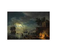 XuXueCC Claude Joseph Vernet Wall Art Prints Paintings Poster Seaport by Moonlight Canvas Painting Wall Art Decorative Picture Prints Modern Decor Unframe 24x36inch(60x90cm)