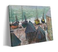 XuXueCC Claude Monet Wall Art Prints Paintings Poster Boats on The Beach at Étretat (1885) Canvas Art And Wall Art Picture Print Modern Family Bedroom Decors Frame 20x30inch(50x75cm)