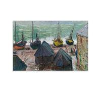 XuXueCC Claude Monet Wall Art Prints Paintings Poster Boats on The Beach at Étretat (1885) Room Aesthetic Print Art Wall Painting Canvas Modern Bedroom Decor Unframe 24x36inch(60x90cm)