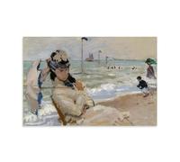 XuXueCC Claude Monet Wall Art Prints Paintings Poster Camille on The Beach In Trouville (1870) Canvas Wall Art Decorative Bedroom Modern Home Print Picture Artworkss Unframe 20x30inch(50x75cm)