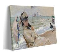 XuXueCC Claude Monet Wall Art Prints Paintings Poster Camille on The Beach In Trouville (1870) Wall Art Painting Canvas Gift Living Room Prints Bedroom Decor Artworks Frame 20x30inch(50x75cm)