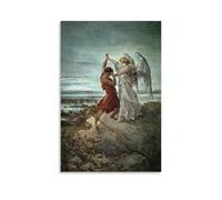 XuXueCC Gustave Dore Wall Art Prints Paintings Poster Jacob Wrestling with The Angel Artworks Picture Print Wall Art Painting Canvas Gift Decor Homes Decorative Unframe 12x18inch(30x45cm)