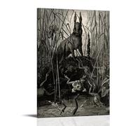XuXueCC Gustave Dore Wall Art Prints Paintings Poster The Hare And The Frogs Poster Decorative Painting Wall Art Aesthetic Canvas Painting Picture Living Room Decor Home Frame 12x18inch(30x45cm)