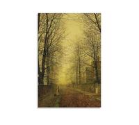 XuXueCC In Autumn's Golden By John Atkinson Grimshaw Painter Artwork Wall Art Picture Painting Canvas Prints Artworks Bedroom Living Room Decor Unframe 24x36inch(60x90cm)