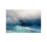 XuXueCC Ivan Aivazovsky Wall Art Prints Paintings Poster Ship in The Stormy Sea Painting Canvas Wall Art Prints Photo Picture Paintings Room Decor Home Decorative Unframe 16x24inch(40x60cm)