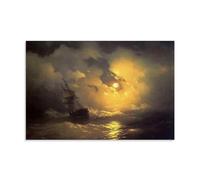 XuXueCC Ivan Aivazovsky Wall Art Prints Paintings Poster Tempest on The Sea at Night Wall Art Bedroom Prints Home Decor Hanging Picture Canvas Paintings Unframe 08x12inch(20x30cm)