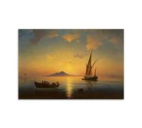 XuXueCC Ivan Aivazovsky Wall Art Prints Paintings Poster The Bay of Naples 1841 Wall Art Painting Canvas Gift Living Room Prints Bedroom Decor Artworks Unframe 24x36inch(60x90cm)