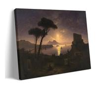 XuXueCC Ivan Aivazovsky Wall Art Prints Paintings Poster The Bay of Naples at Moonlit Night 1842 Picture Print Canvas Wall Paint Arts Decor Modern Home Artworks Gift Idea Frame 24x36inch(60x90cm)