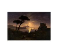 XuXueCC Ivan Aivazovsky Wall Art Prints Paintings Poster The Bay of Naples at Moonlit Night 1842 Room Aesthetic Print Art Wall Painting Canvas Modern Bedroom Decor Unframe 12x18inch(30x45cm)
