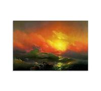 XuXueCC Ivan Aivazovsky Wall Art Prints Paintings Poster The Ninth Wave 1850 Canvas Wall Art Decorative Bedroom Modern Home Print Picture Artworkss Unframe 16x24inch(40x60cm)