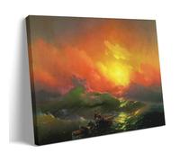 XuXueCC Ivan Aivazovsky Wall Art Prints Paintings Poster The Ninth Wave 1850 Wall Art Aesthetic Canvas Painting Picture Living Room Decor Home Frame 20x30inch(50x75cm)