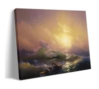 XuXueCC Ivan Aivazovsky Wall Art Prints Paintings Poster The Ninth Wave Art Canvas Painting Decor Wall Print Photo Home Modern Decoratives Frame 20x30inch(50x75cm)