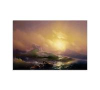 XuXueCC Ivan Aivazovsky Wall Art Prints Paintings Poster The Ninth Wave Picture Print Wall Art Painting Canvas Artworks Gift Idea Room Aesthetic Unframe 08x12inch(20x30cm)