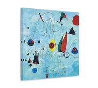 XuXueCC Joan Miro Wall Art Prints Paintings Poster Women And Birds at Sunrise Cool Artworks Painting Wall Art Canvas Prints Hanging Picture Home Decors Gift Idea Frame 28x28inch(70x70cm)