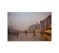 XuXueCC Liverpool from Wapping 1885 By John Atkinson Grimshaw Painter Artwork_auto_x2 Painting On Canvas Wall Art Scroll Picture Print Living Room Walls Decor Homes Unframe 12x18inch(30x45cm)