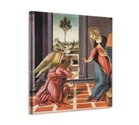 XuXueCC Sandro Botticelli Wall Art Prints Paintings Poster The Annunciation Art Canvas Painting Decor Wall Print Photo Home Modern Decoratives Frame 16x16inch(40x40cm)