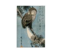 XuXueCC Utagawa Hiroshige Wall Art Prints Paintings Poster Owl on A Pine Branch Painting On Canvas Wall Art Scroll Picture Print Living Room Walls Decor Homes Unframe 08x12inch(20x30cm)