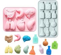 Xuxuejing 2 Pack Halloween Chocolate Molds 3D Human Organ Silicone Mould Halloween Apothecary Potion Bottle Molds for Baking Dessert Candy Jelly Pudding Craft Handmade Soap Cake Decoration