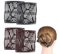 Xuxuejing Elastic Hair Comb 4 Pieces Adjustable Magics Comb Clip No Crease Double Hair Combs For Women Accessories Flat Hair Clips Styling Tools French Hair Brush Non Slip Hairpin For Women Girls