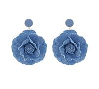 XUYUH Handmade Floral Exaggerate Earrings Rose Flower Earrings Stylish Denims Flowers Drop Earwear Jewelry Ornament for Women