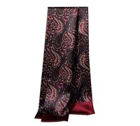 XUYUZUAU Men Silk Scarves 100% Silk 12 mommes Double Layer Thick Neckwear Wrap Casual Formal Business 175x26cm (Paisley Wine Red)