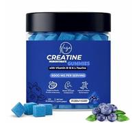 XUZA Creatine Gummies | Creatine Monohydrate with B12 & L-Taurine | Non-GMO, No-Sugar, Vegan, 30 Days Supply (120 Count (30 Servings), Blueberry)