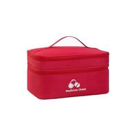 XUZAOJUN Portable Medicine Storage and Organizing Kit,Double-Layer Medical First Aid Kit,Home and Outdoor Emergency Organizer,Pill Organizer for Home,Camping,Car(Red,11x7.9x5.9in)
