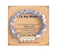 xuzhiyuan Boho MAMA Beaded Bracelet NANA Bowknot Ceramic Beads Gold Bead Bracelet Jewelry Gift for Mother's Day Mom Birthday, Adjustable, Metal, no gemstone