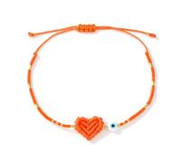 xuzhiyuan Handmade Macrame Heart Evil Eye Bracelet for Women, Adjustable Boho Beaded String Bracelet Friendship Jewelry Gift, M, Acrylic, no gemstone