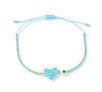 xuzhiyuan Handmade Macrame Heart Evil Eye Bracelet for Women, Adjustable Boho Beaded String Bracelet Friendship Jewelry Gift, M, Acrylic, no gemstone