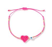 xuzhiyuan Handmade Macrame Heart Evil Eye Bracelet for Women, Adjustable Boho Beaded String Bracelet Friendship Jewelry Gift, M, Acrylic, no gemstone
