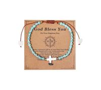 xuzhiyuan Inspirational Cross Bracelet Handmade Braided Heart Gold Beads Bracelet God Bless You Gifts Jewelry for Women, adjustable, Resin, no gemstone