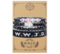 xuzhiyuan WWJD Beads Braided Bracelet Letter Matching Couples Protection Inspirational Religious Christian Gifts What Would Jesus Do Bracelets Friendship Bracelet Gift for Women Men, Adjustable, Nylon