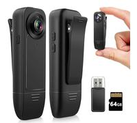 XUZIE 1080P Mini Body Camera with Audio and Video with 64GB Memory Card | Body Worn Camera,Loop Storage Body Cam Wearable Police Camcorder for Hiking,Walking,Travaling