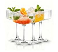 XUZIE 4-Piece Plastic Martini & Coupe Set - Classic-Style Drinkware, Long Stem Design, Margarita & Champagne Glasses - Ideal for Gifting, Wine Parties & Entertaining Christmas