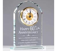 XUZIE 60th Wedding Anniversary Quartz Crystal Desk Clock Gifts for Parents, 60 Years Diamond for Couple, Happy 60th Diamond Wedding Anniversary Decoration Gift Home Ornaments for Her Him