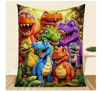 XUZIE Cosy Dinosaur Flannel Fleece Blanket - Soft Warm Throw with Friendly Dinosaur Design, 150x100cm, Perfect for Bedroom, Car, Office, Sofa and Lounge