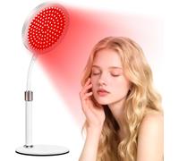 XUZIE Red Light Lamp 9 Brightness Adjustment 940nm & 850nm & 660nm 3 in 1 Chips Infrared Light with Base 15/30/45 Mins Timer Flexible Gooseneck Design 100LEDs Red Lights for Home/Office Use