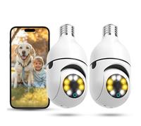 Xuzimaoyi Light Bulb Security Camera, Outdoor Wireless Camera 2.4G Hz Wifi Camera for Home Security with Spot Light, 355 Degree Panoramic, Motion Detection and Alarm (2 Pack Light Bulb)