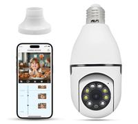 Xuzimaoyi Light Bulb Security Camera, Outdoor Wireless Camera 2.4G Hz Wifi Camera for Home Security with Spot Light, Motion Detection and Alarm, 24/7 Recording, 355 Degree Panoramic