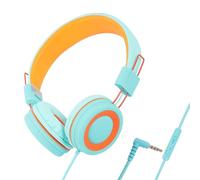 Xuzxinze Children'S Headphones Headset Wired Colorful Laptop Tablet Phone for Learning Online Class Headphones Easy Install,Orange+Green