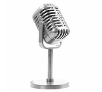 Xuzxinze Classic Retro Dynamic Vocal Microphone Vintage Mic Universal Stand for Live Performance Karaoke Studio Recording Silver
